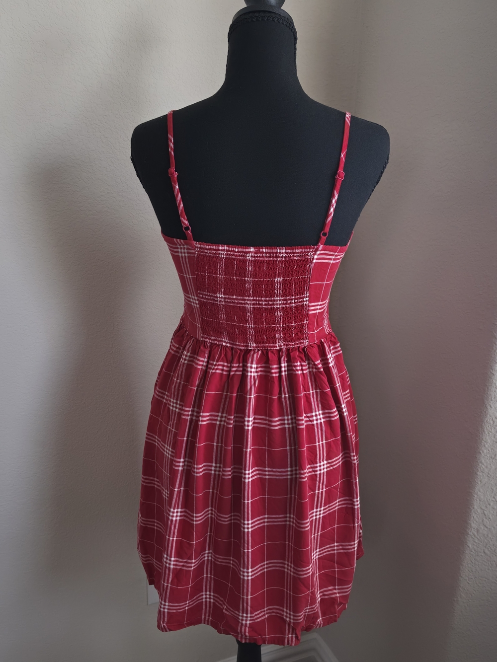 Red Plaid Tie-Front Sundress - Picture 4 of 11